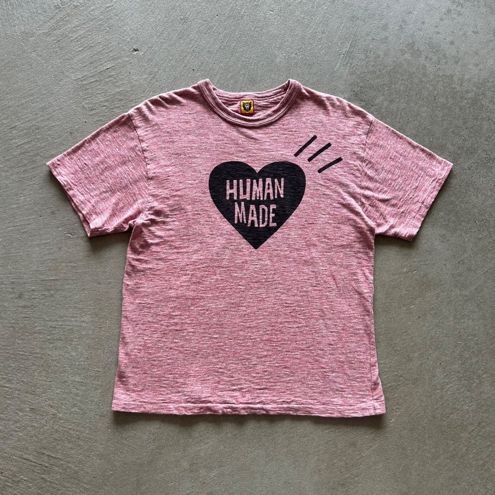 Human Made Strmcwby Shirt Size Large Red Heart Graphic Cotton Made in Japan Nigo